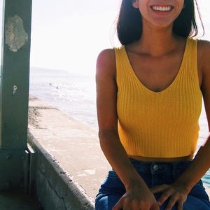 Yellow crop top from Brandy Melville
